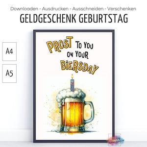 Argent cadeau anniversaire pour homme, idée cadeau argent emballage créatif et amusant, amateur de bière, téléchargement PDF à imprimer