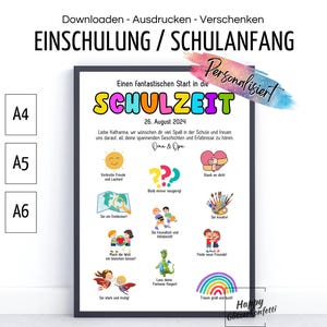 Cartão-poster para começar a escola PERSONALIZADO com desejos, motivação para crianças em idade escolar começarem a escola, baixar PDF, imprimir