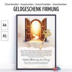 Money gift for confirmation, PDF download template for printing, last-minute gift idea, creatively wrap money as a gift