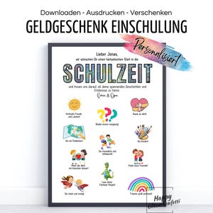 Presente em dinheiro personalizado para começar a escola com desejos, motivação para crianças em idade escolar começarem a escola, download de PDF, impressão