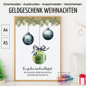 Geldgeschenk Weihnachten, Weihnachtskarte, Last Minute Weihnachtsgeschenk, Geld verschenken verpacken, PDF Download Ausdrucken