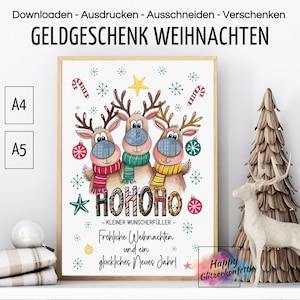 Wunscherfüller Geldgeschenk Weihnachten, Weihnachtskarte, Last Minute Weihnachtsgeschenk, Geld verschenken verpacken, PDF Download