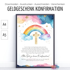 Geldgeschenk zur Konfirmation, PDF Download Vorlage zum Ausdrucken, DIY Last-Minute Geschenkidee, Geld kreativ verpacken verschenken