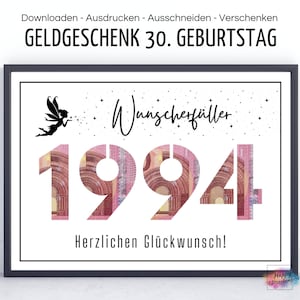 Don en espèces pour le 30e anniversaire de « Wish Fulfiller », 1994, 20 trente 40 50 60 ans, téléchargement PDF pour impression