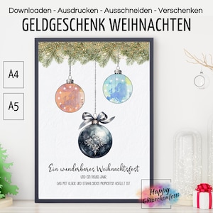 Geldgeschenk Weihnachten, Weihnachtskarte, Last Minute Weihnachtsgeschenk, Geld verschenken verpacken, PDF Download Ausdrucken
