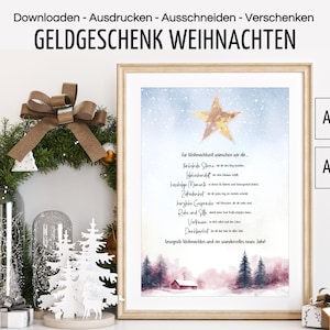 Geldgeschenk Weihnachten, Geld kreativ originell verpacken, Weihnachtskarte mit Gedicht, Last Minute Geschenkidee, PDF Vorlage Ausdrucken