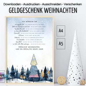 Geldgeschenk Weihnachten, kreativ Geld verpacken, Weihnachtskarte, Last Minute Geschenkidee, Weihnachtsgeschenk, PDF Vorlage Ausdrucken