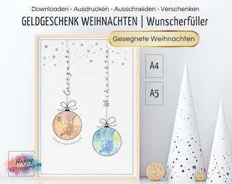 Wish-fulfilling Christmas money gift, Christmas greeting, Christmas card, printable PDF template, creative way to give a money voucher