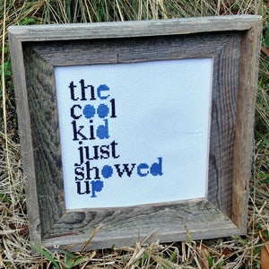 The Cool Kid Hipster Cross Stitch Pattern PDF Instant Download Black White Blue Baby Nursery Boy Girl Room Decor Art Quote Shower Gift