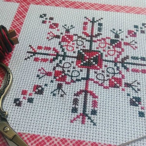 Snowflake Two Christmas Cross Stitch Pattern Jingle Bells Holiday Variegated Embroidery Decoration Modern Decor Unique Blackwork Design Art image 2