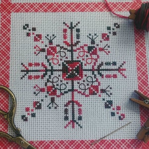 Snowflake Two Christmas Cross Stitch Pattern Jingle Bells Holiday Variegated Embroidery Decoration Modern Decor Unique Blackwork Design Art image 1