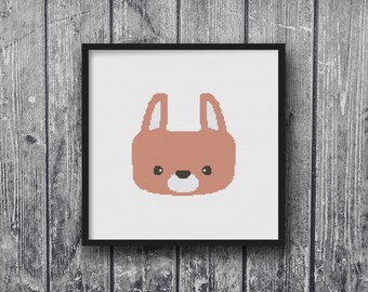 Little Rabbit Woodland Animal Cross Stitch Pattern Needlepoint Embroidery Baby Nursery Print DIY Art Decor Shower Gift Modern Kids Animal