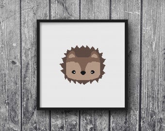 Little Porcupine Woodland Animal Cross Stitch Pattern Needlepoint Embroidery Baby Nursery Print DIY Art Decor Shower Gift Modern Kids Animal