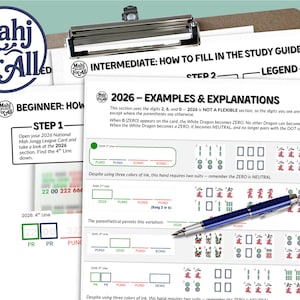2026 Mah Jongg Lernführer: Spickzettel für Amerikanisches Mahjong Karte