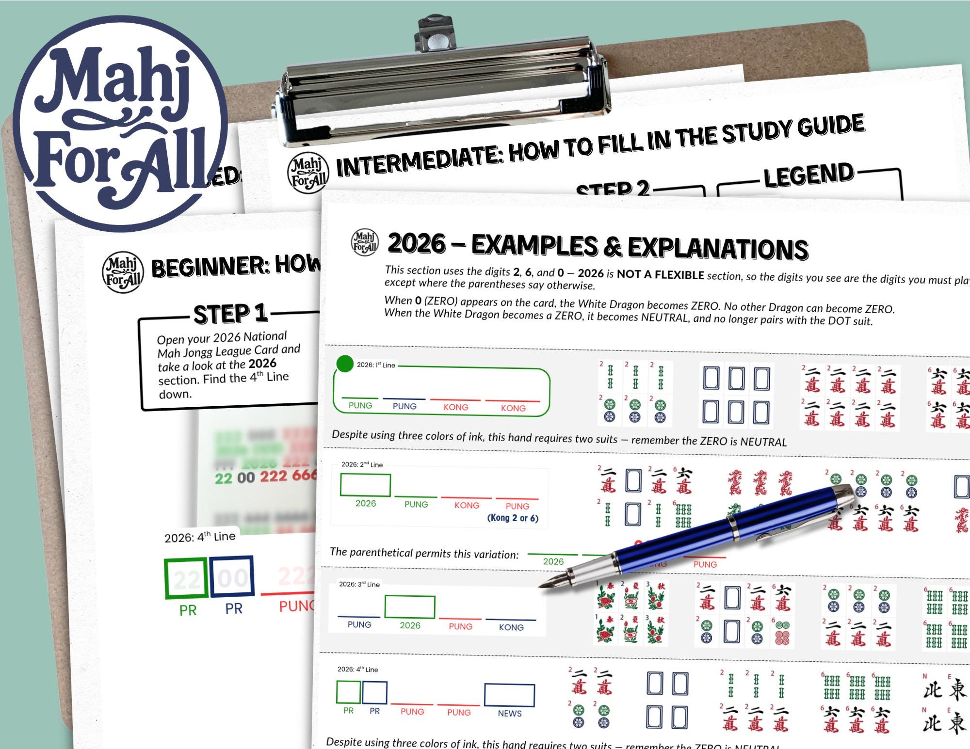 2026 Mah Jongg Study Guide: Cheat Sheets for American Mahjong Card