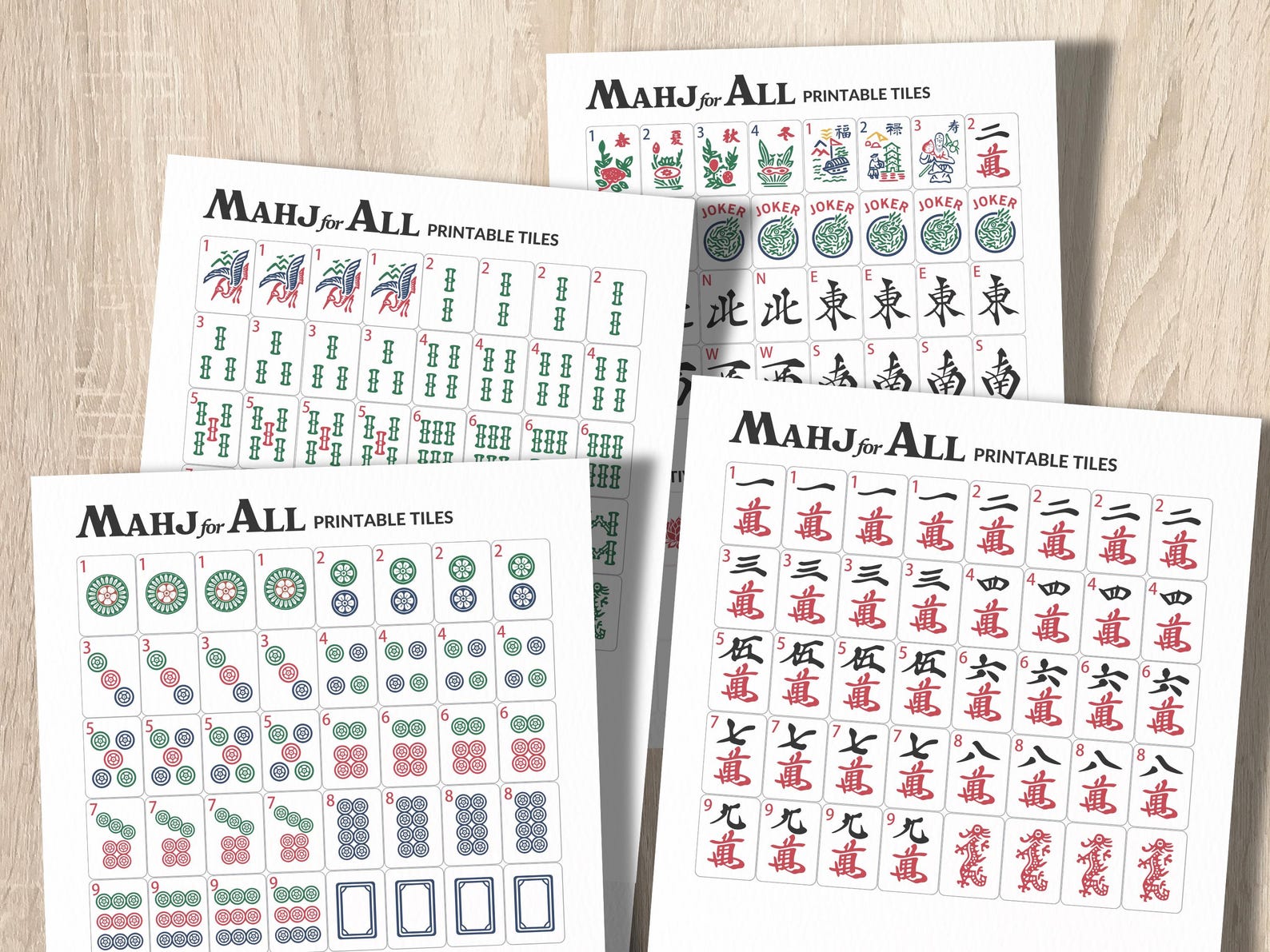 Mahjong Pattern Paper Printable American Mahjong (mah-jongg) Tiles - Etsy