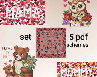 un conjunto de 5 esquemas en pdf para el día de la madre