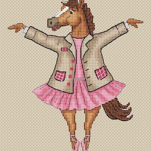 Embroider your symbol of 2026. Ballerina horse, pdf cross stitch pattern