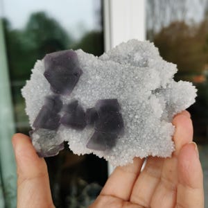 196g Octahedral Purple Fluorite from Zhejiang. Bi-colored fluorite