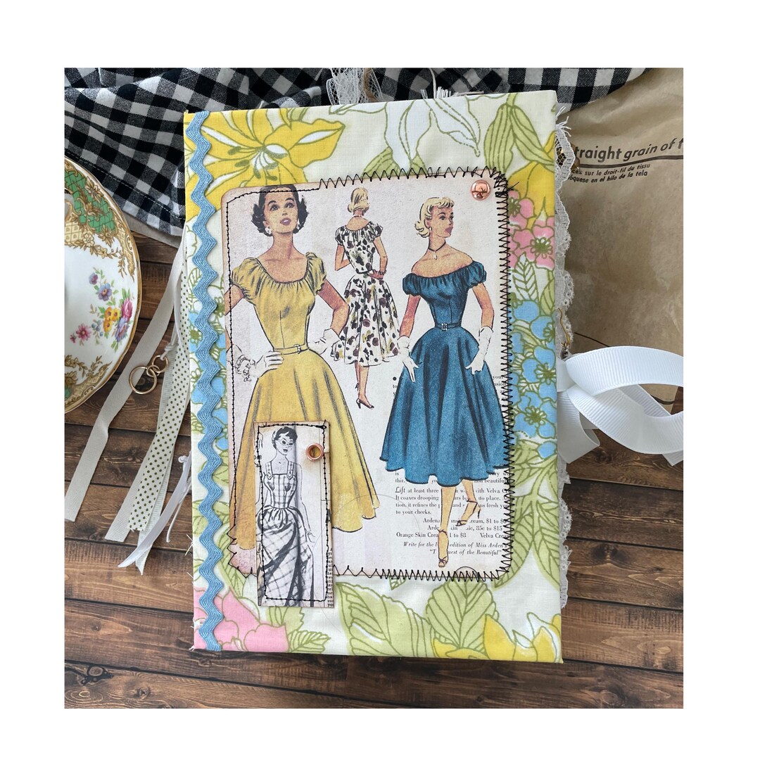 Junk Journal 50s Theme Vintage Fabric and Fashion Cover Named 'kim' 134 ...