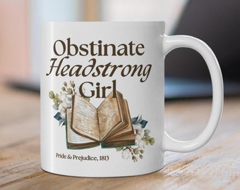 Mug Fille obstinée, têtue, Mug Jane Austen, Cadeaux or et préjugés, Mug roman d'amour, Mug Miss Bennet, Mug Cottagecore Regency