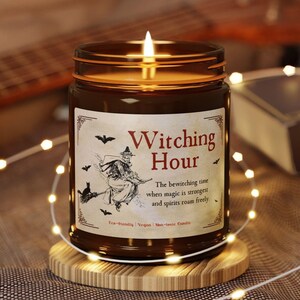 Witching Hour Candle - Fun Halloween Candle, Halloween Decor Gift, Vintage Witch Candle, Spooky Season Candle, Old Book Non-toxic candle
