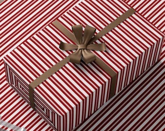 Elegancki czerwony papier do pakowania w paski – luksusowy papier do pakowania prezentów na urodziny, Boże Narodzenie, święta, do pakowania prezentów, ekologiczne opakowania