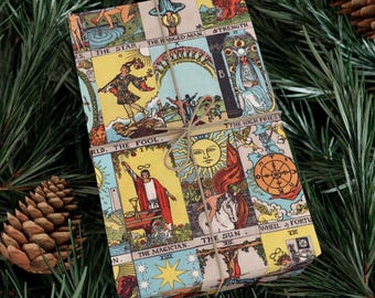 Papel de regalo de tarot - Papel de regalo navideño, Papel de regalo único para festividades cósmicas, Papel de regalo místico, Papel de regalo de brujas para Navidad festiva