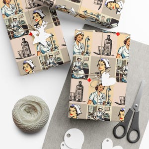 retro nurse wrapping paper