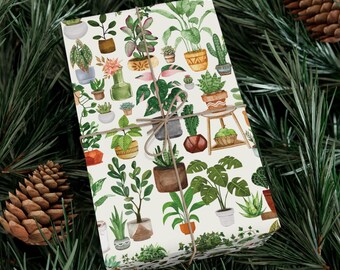 Plantaholic Wrapping Paper, Christmas Wrapping Paper, Lady Plant Gift Wrap Paper Roll, House Plant Lover Gift Packaging