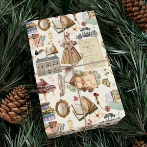 Carta da regalo Jane Austen, carta da regalo Orgoglio e pregiudizio, carta da regalo vintage di Natale, carta da regalo per le feste, carta da regalo Regency