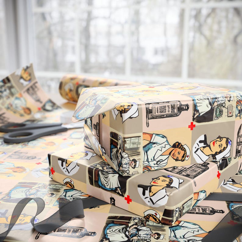 comic nurse wrapping paper