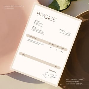 Könnte beinhalten: Eine Rechnung mit sauberem, professionellem Design, mit dem Text "INVOICE" oben. Das Dokument enthält Abschnitte für Rechnungsdetails, Zahlungsinformationen und eine Beschreibung der Dienstleistungen. Der Gesamtbetrag beträgt 700 €.