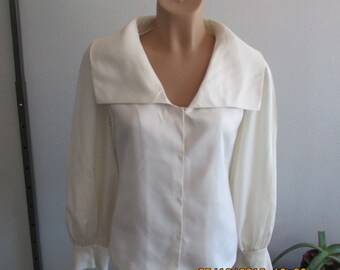 vintage designer white satin blouse jane andre california size small