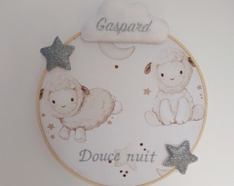 Déco Tambour pour chambre bébé, mouton,nuage, étoiles