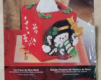 Snowman Felt Tissue Box Cover Kit