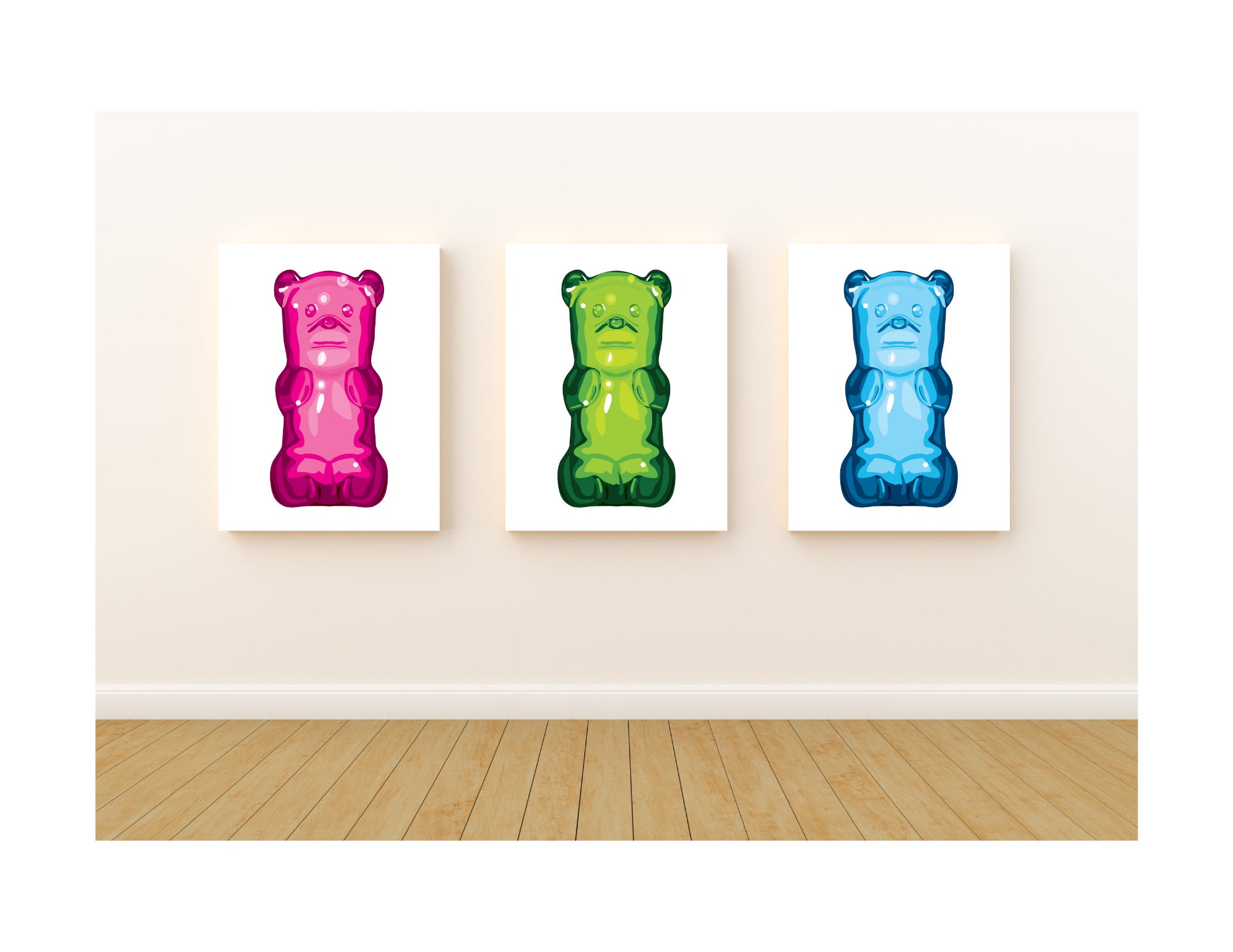 Gummy Bear Wall Art, 3D Pop Art, Modern Art, Candy Art, Pop Art Decor, Kids  Nursery Decor,acrylic Frame, Visual Art, 4 Bears,1 Acrylic Frame 