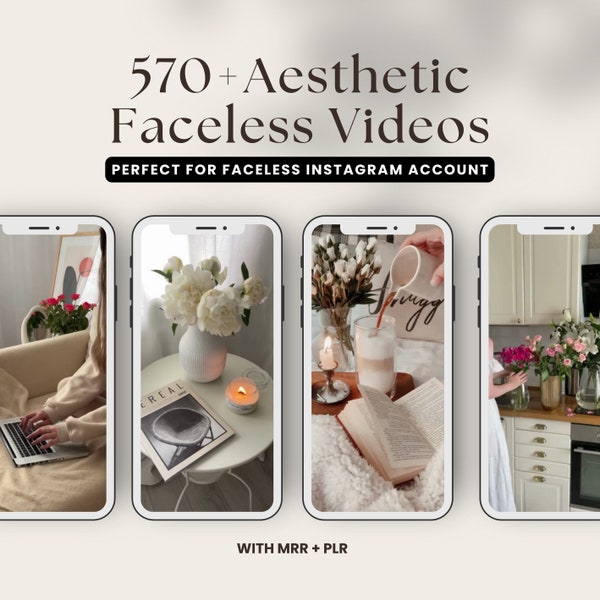 Faceless Aesthetic Stock Videos Bundle für Instagram Reels, Stories, TikTok, Video Marketing für Social Media, PLR + MRR Wiederverkaufsrechte