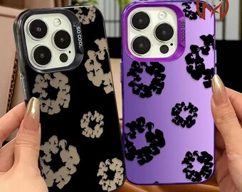 Denim Tears Retro iPhone Hülle | Stoßfeste Fashion Cover für iPhone 11-16 | Trendy weiches Silikon Geschenk für sie | Mattes robustes Gehäuse