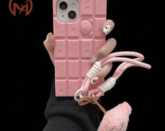 Chocolate Bar Anime Handyhülle für iPhone 15 14 – Niedliche Silikonhülle | Staubdicht, kratzfest, rutschfest, waschbar