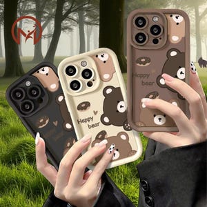Cute Bear Cartoon Phone Case, Colorful Silicone iPhone 11 Cover, Shockproof Dustproof Lightweight Custom Animal Case