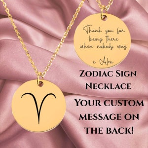 Zodiac Sign Necklace Zodiac Gold Zodiac Necklace Zodiac Charms Zodiac Jewelry Pendant Astrology Necklace Virgo Aquarius Birthday Scorpio Leo