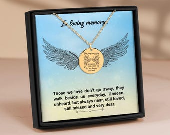 Coin Necklace Sentimental Bereavement Jewelry Personalized Remembrance Gift for Grief Loss Sympathy Keepsake in Loving Memory Angel Wings