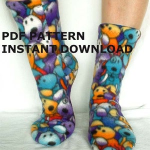 Fleece Socks PDF Full Size Sewing Pattern   Instant DownloadFleece Socks PDF Full Size Sewing Pattern Adult Children Instant Download