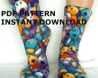 Fleece Socks PDF Full Size Sewing Pattern Instant