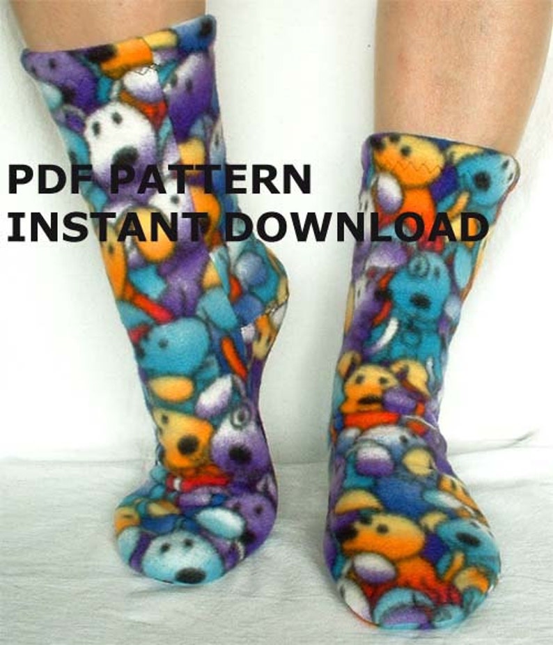 Fleece Socks PDF Full Size Sewing Pattern Instant DownloadFleece Socks PDF Full Size Sewing Pattern Adult Children Instant Download image 1