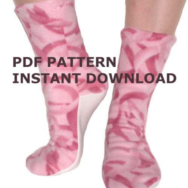 Chaussettes en polaire PDF motif de couture taille réelle téléchargement immédiat Chaussettes polaires PDF motif de couture taille réelle adultes enfants téléchargement immédiat