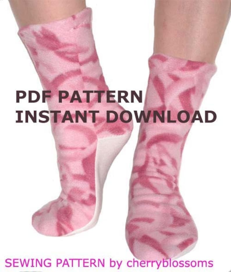 Fleece Socks PDF Full Size Sewing Pattern Instant DownloadFleece Socks PDF Full Size Sewing Pattern Adult Children Instant Download image 1