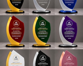 Modern Flame Acrylic & Gold Award Trophy Vector File | Laser Cut SVG DXF EPS