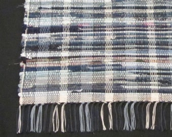 Rag Rug "Am I Blue, Hit or Miss Short and Sweet "   OOAK